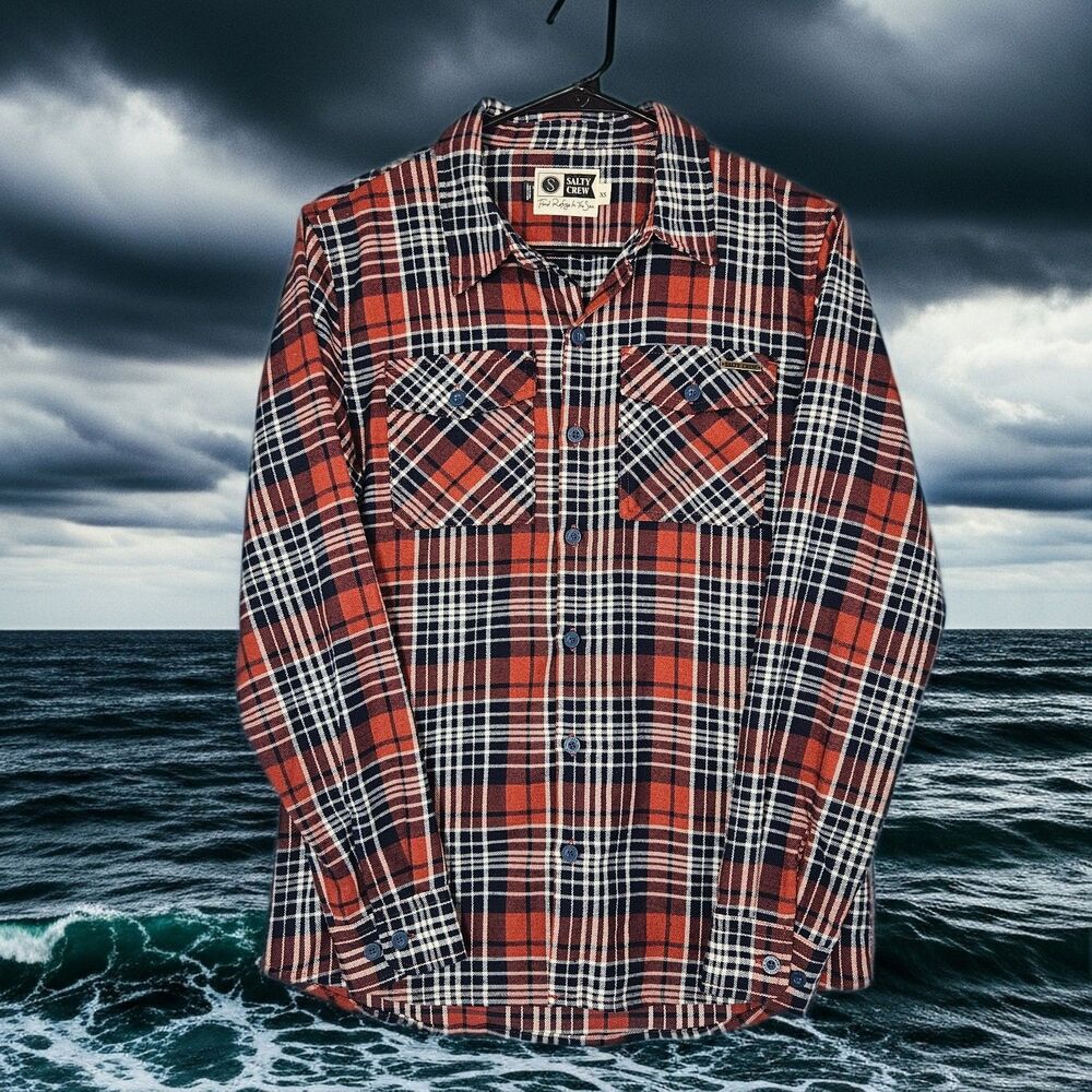 Salty Crew Long Haul Men's XS Soft Plaid Flannel Sailing Beach Western Cut